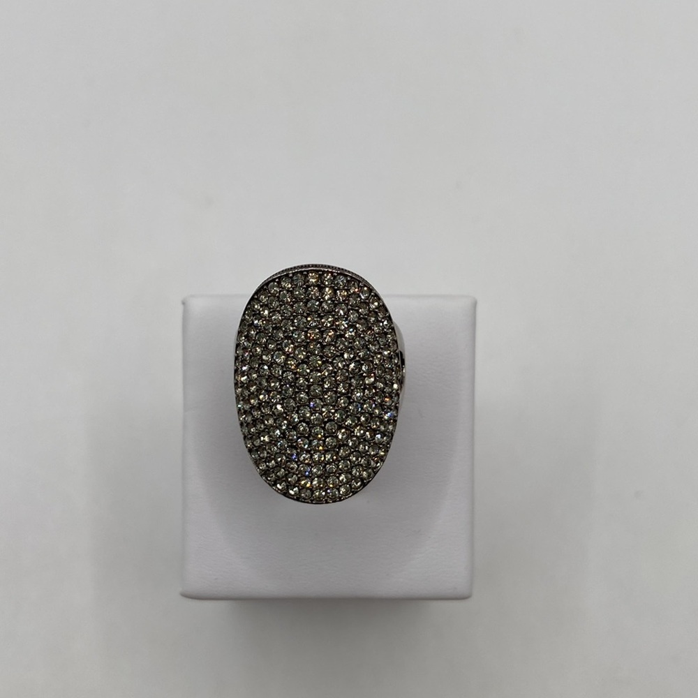 Nadri Gunmetal Large Oval Crystal Ring Size 7 - Picture 12 of 14